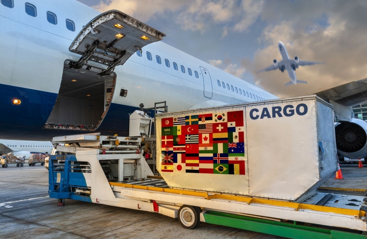 Cargo loading onto plane 
