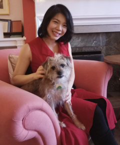 Professor Mimi Zou w her dog 